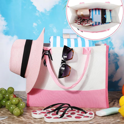3 Pcs Initial Canvas Tote Bag Reusable Blank Personalized Present Totes for Women, Bridesmaid, Wedding, Travel Gift(Pink)