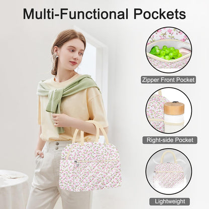 Lunch Bag Lunch Box for Women Adult Men Insulated Quilted Reusable Large Lunch Tote Bag Leakproof Simple Cooler Bag for Work Office Picnic Beach or Travel