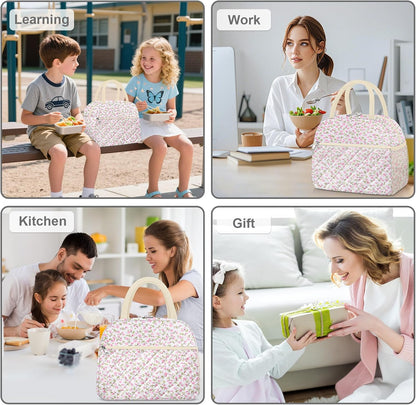 Lunch Bag Lunch Box for Women Adult Men Insulated Quilted Reusable Large Lunch Tote Bag Leakproof Simple Cooler Bag for Work Office Picnic Beach or Travel