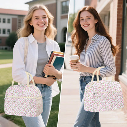 Lunch Bag Lunch Box for Women Adult Men Insulated Quilted Reusable Large Lunch Tote Bag Leakproof Simple Cooler Bag for Work Office Picnic Beach or Travel
