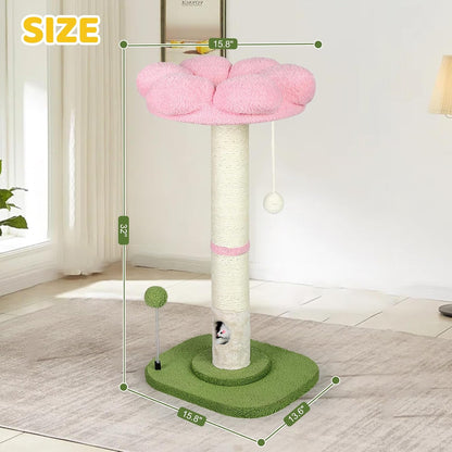 Tall Cat Scratching Post for Indoor Cats,Sisal Scratching Post(Pink Flower)