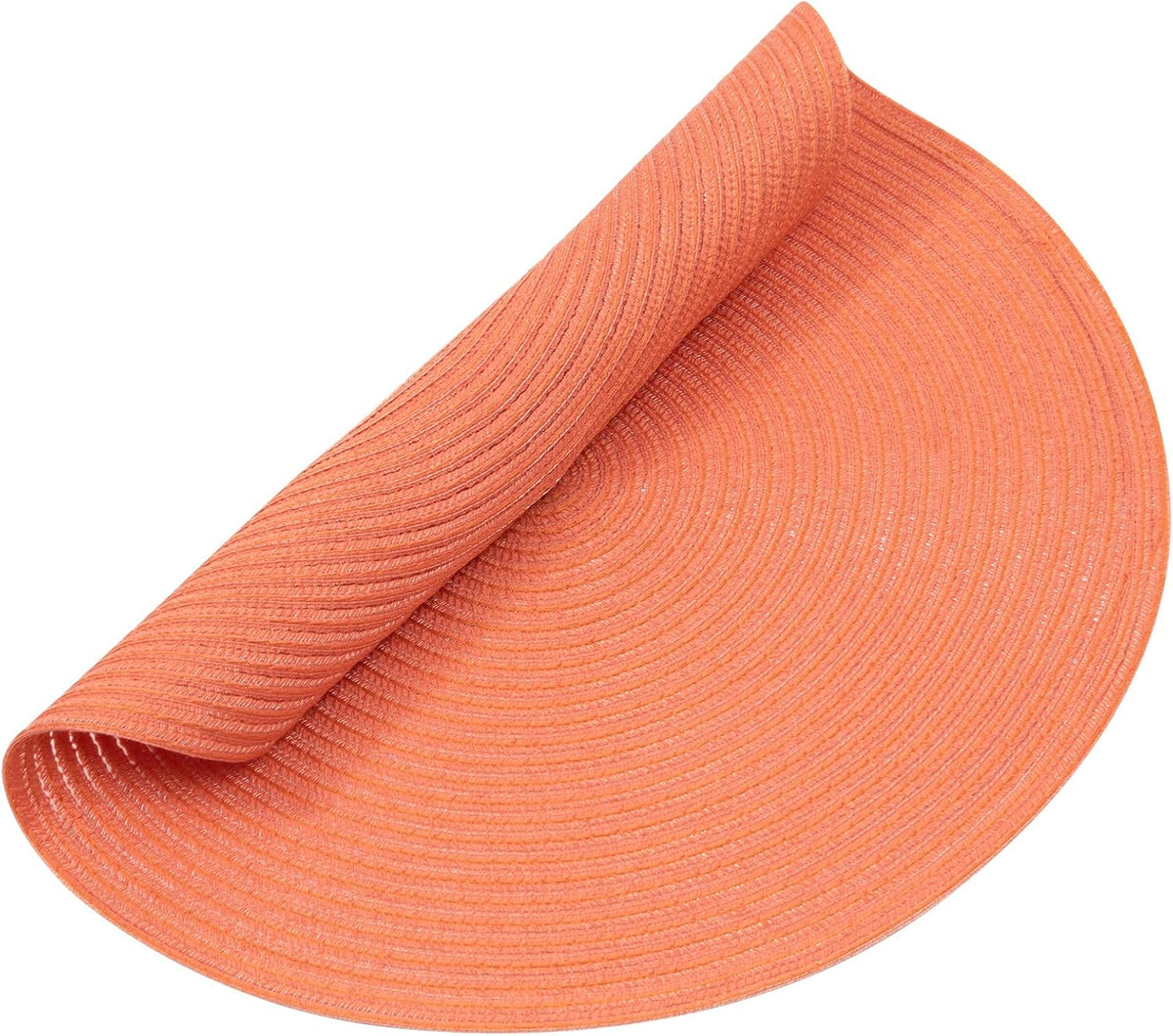 Round Braided Placemats Set of 6 Washable Cotton Polyester Round Placemats for Kitchen Table 15 inch Round Table Mats (Coral, 6)