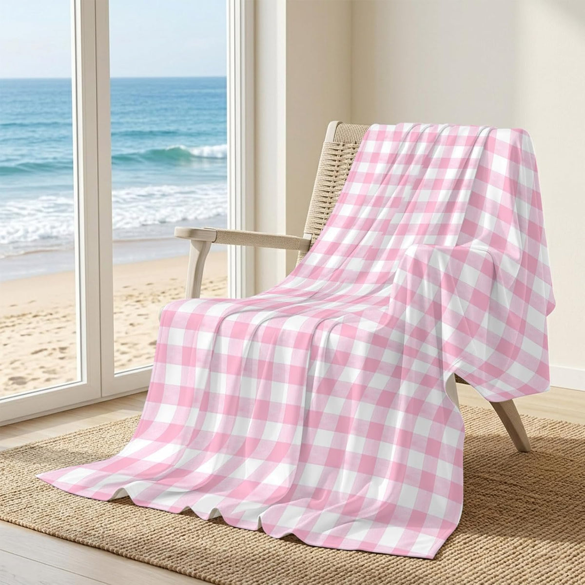 40"x60" Lap Cooling Blanket Pink Plaid Ice Silk Lightweight Breathable Soft Summer Blanket for Hot Sleepers Couch Bed Sofa Camping Sweet Girly Checkered
