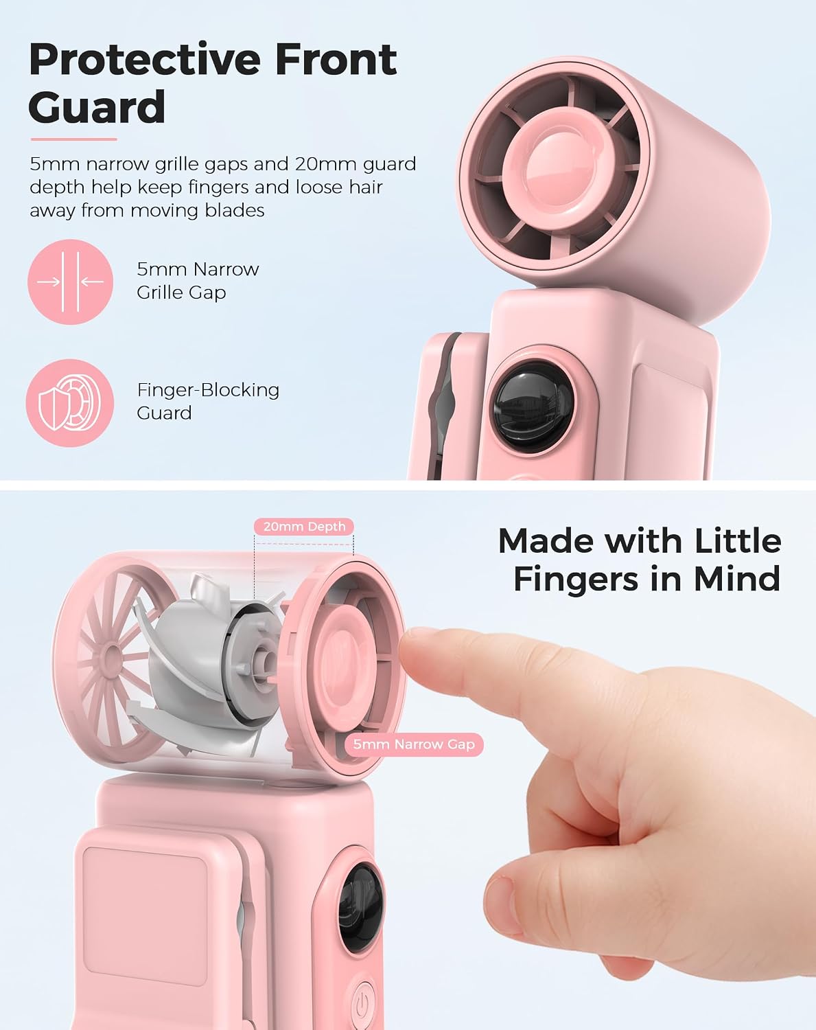Clip-On Portable Fan for Strollers, Handheld Turbo Fan for Travel
