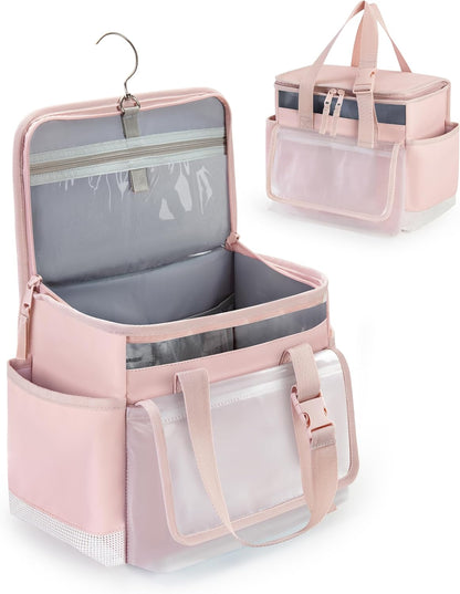 Hanging Shower Caddy Organizer Bag with Quick Dry Mesh, Pink