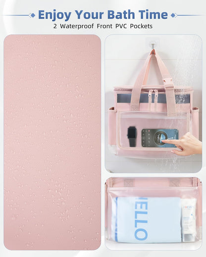 Hanging Shower Caddy Organizer Bag with Quick Dry Mesh, Pink