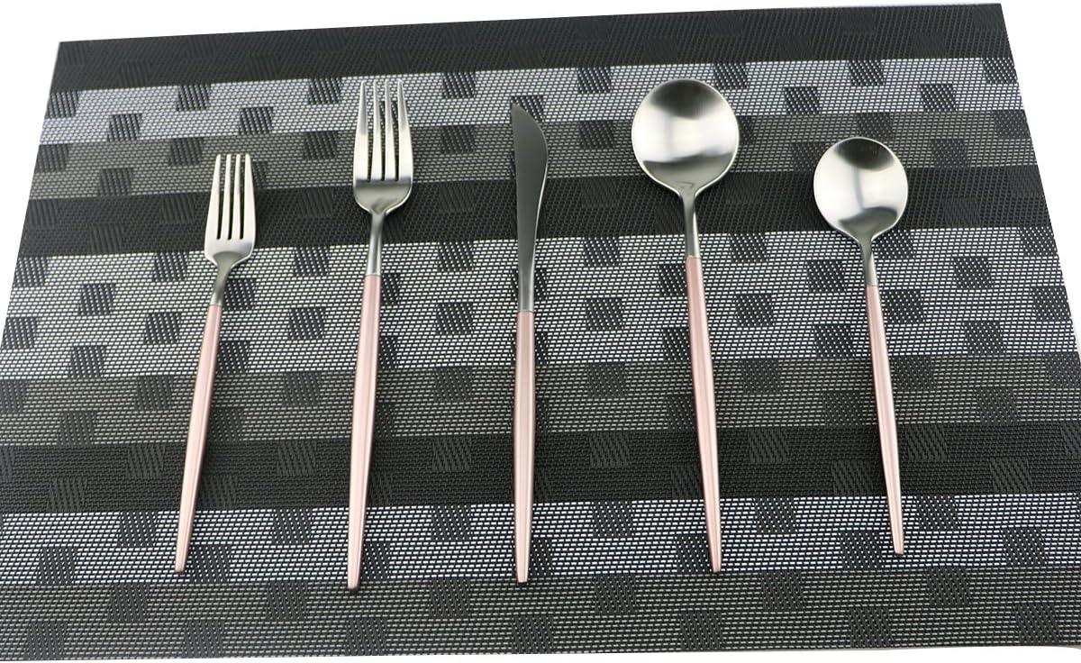 Flatware Set 18/10 Stainless Steel Matte Pink - Kitchen Utensil Serving Set of Dinner Fork Knife Spoons Salad Fork Dessert Spoon,20 Piece Set of 4, for Home Kitchen Restaurant Hotel (Pink)