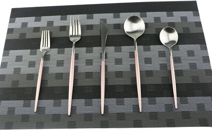Flatware Set 18/10 Stainless Steel Matte Pink - Kitchen Utensil Serving Set of Dinner Fork Knife Spoons Salad Fork Dessert Spoon,20 Piece Set of 4, for Home Kitchen Restaurant Hotel (Pink)