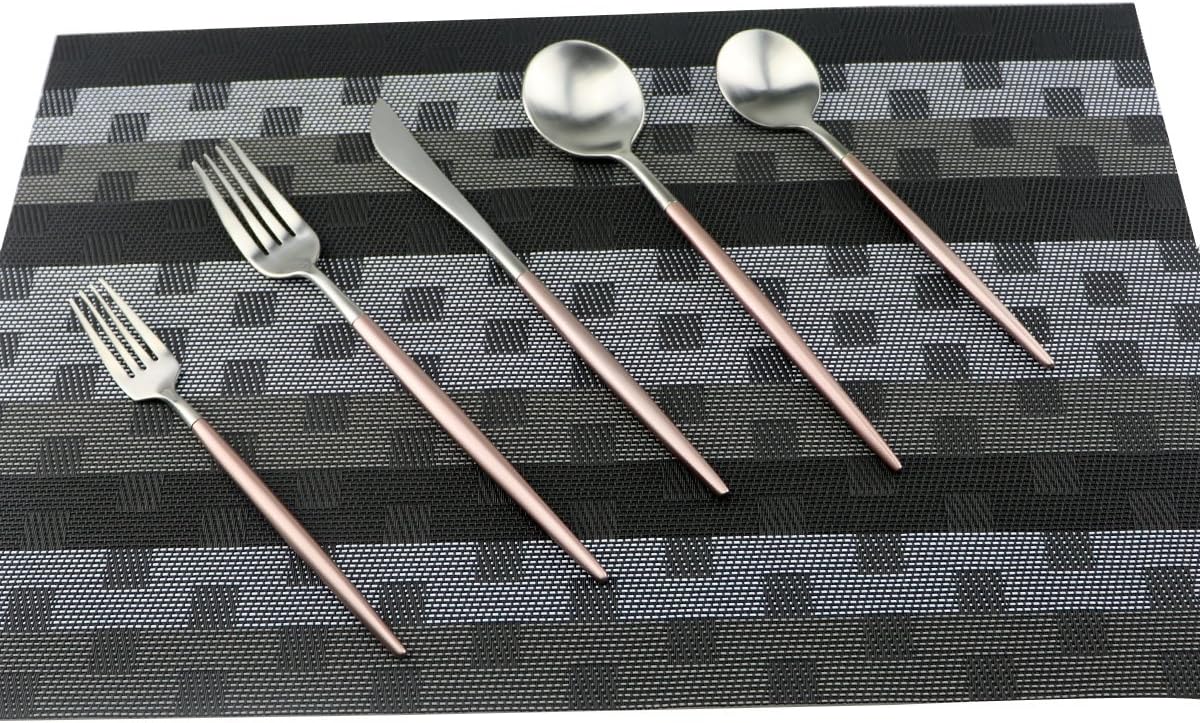 Flatware Set 18/10 Stainless Steel Matte Pink - Kitchen Utensil Serving Set of Dinner Fork Knife Spoons Salad Fork Dessert Spoon,20 Piece Set of 4, for Home Kitchen Restaurant Hotel (Pink)