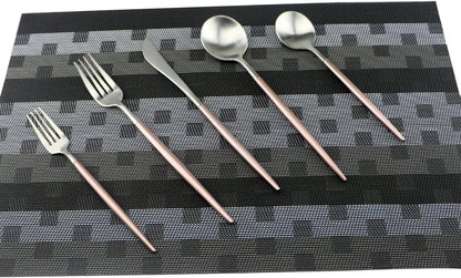 Flatware Set 18/10 Stainless Steel Matte Pink - Kitchen Utensil Serving Set of Dinner Fork Knife Spoons Salad Fork Dessert Spoon,20 Piece Set of 4, for Home Kitchen Restaurant Hotel (Pink)