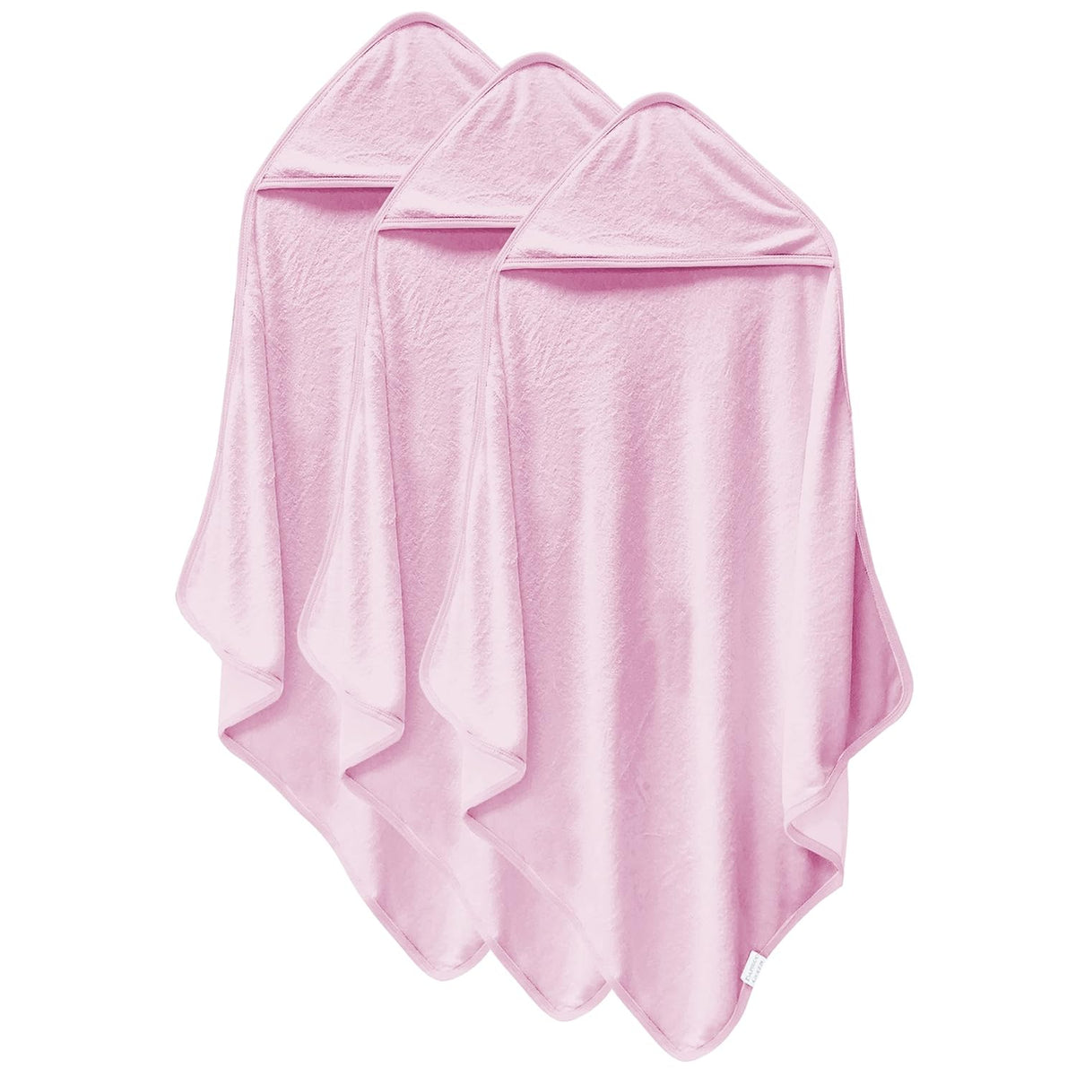 3 Pack Baby Hooded Towels, Rayon Made from Bamboo, Ultra Soft Unisex Bath Towels for Babies,Toddler,Infant - Newborn Essential - Ultra Absorbent Toddler Towels for Baby Boy Girl - Pink