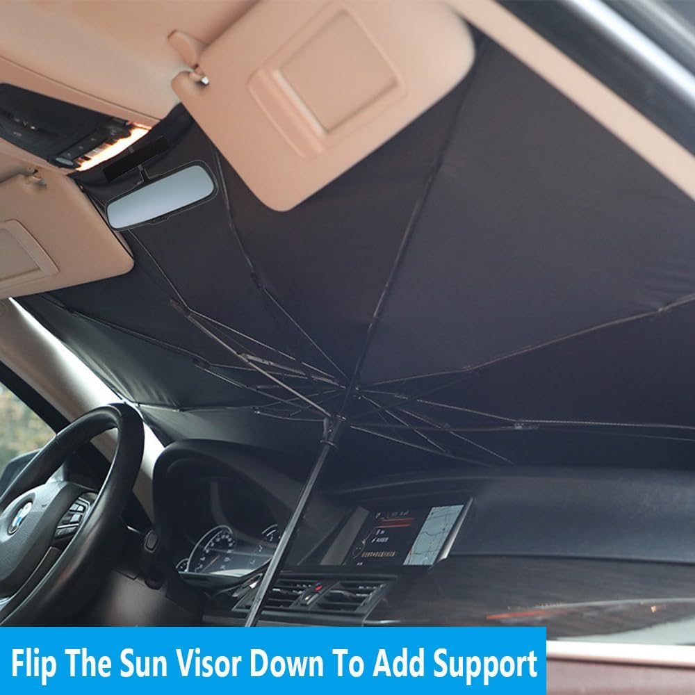 Windshield Sun Shade 2025 Car Accessories 100% Blackout Car Front Windsow Shades Umbrella Automotive Sun Visor Block Heat Insulation Protection (Pink Eyes)