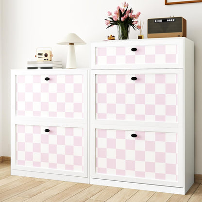 Pink Checkered Wallpaper Peel and Stick Pink White Modern Geometric Wallpaper Checkered Contact Paper Waterproof Funky Checkerboard Wallpapers for Girls Bedroom Countertops 17.5"x120"