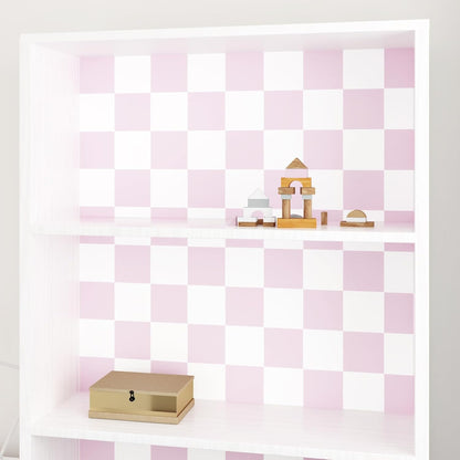 Pink Checkered Wallpaper Peel and Stick Pink White Modern Geometric Wallpaper Checkered Contact Paper Waterproof Funky Checkerboard Wallpapers for Girls Bedroom Countertops 17.5"x120"