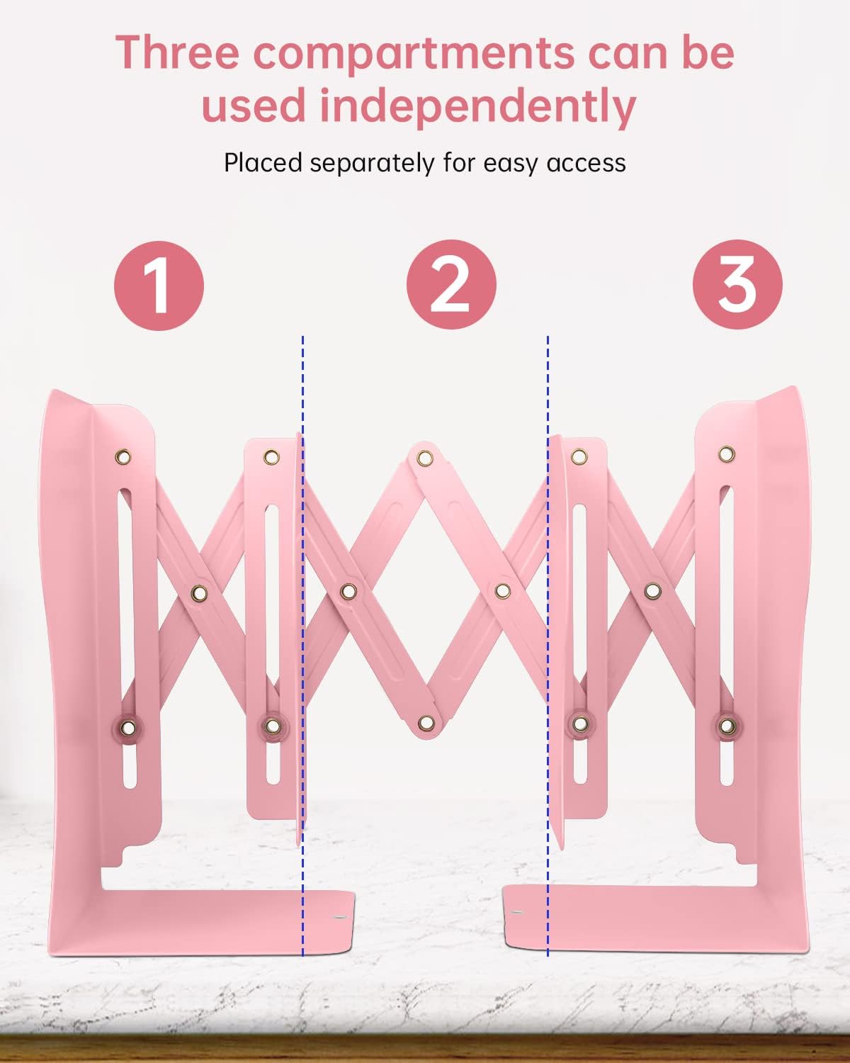 Honagu Adjustable Bookends, Metal Book Ends for Shelves Heavy Book