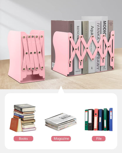 Honagu Adjustable Bookends, Metal Book Ends for Shelves Heavy Book