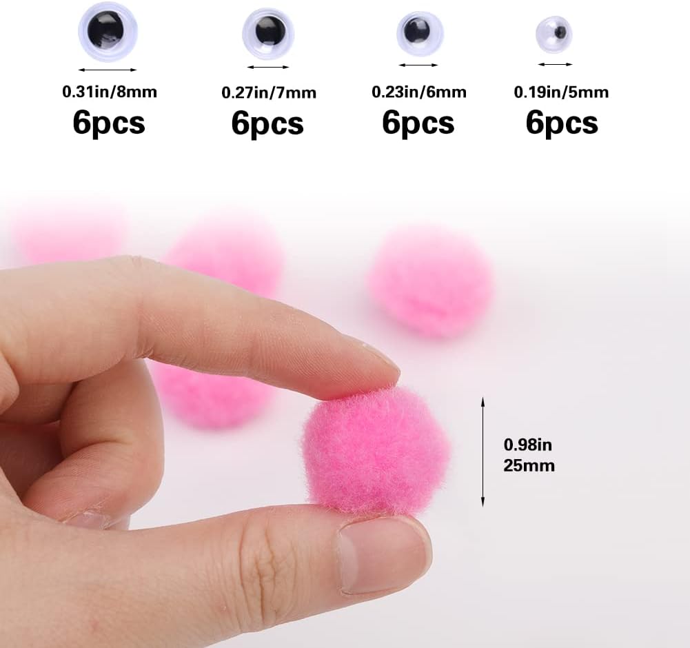 Pink Pom Poms, 150PCS 1 Inch Pompoms, Pom Poms Bulk, Puff Balls