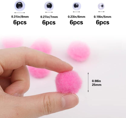 Pink Pom Poms, 150PCS 1 Inch Pompoms, Pom Poms Bulk, Puff Balls
