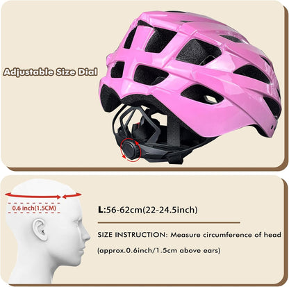 Road Bike Helmet Adult Men & Women, Adjustable Lightweight Design (22-24.5 Inches) - Vented, Removable Visor & Reflective White, for Day and Night Commuting & Sports | CPSC Certified