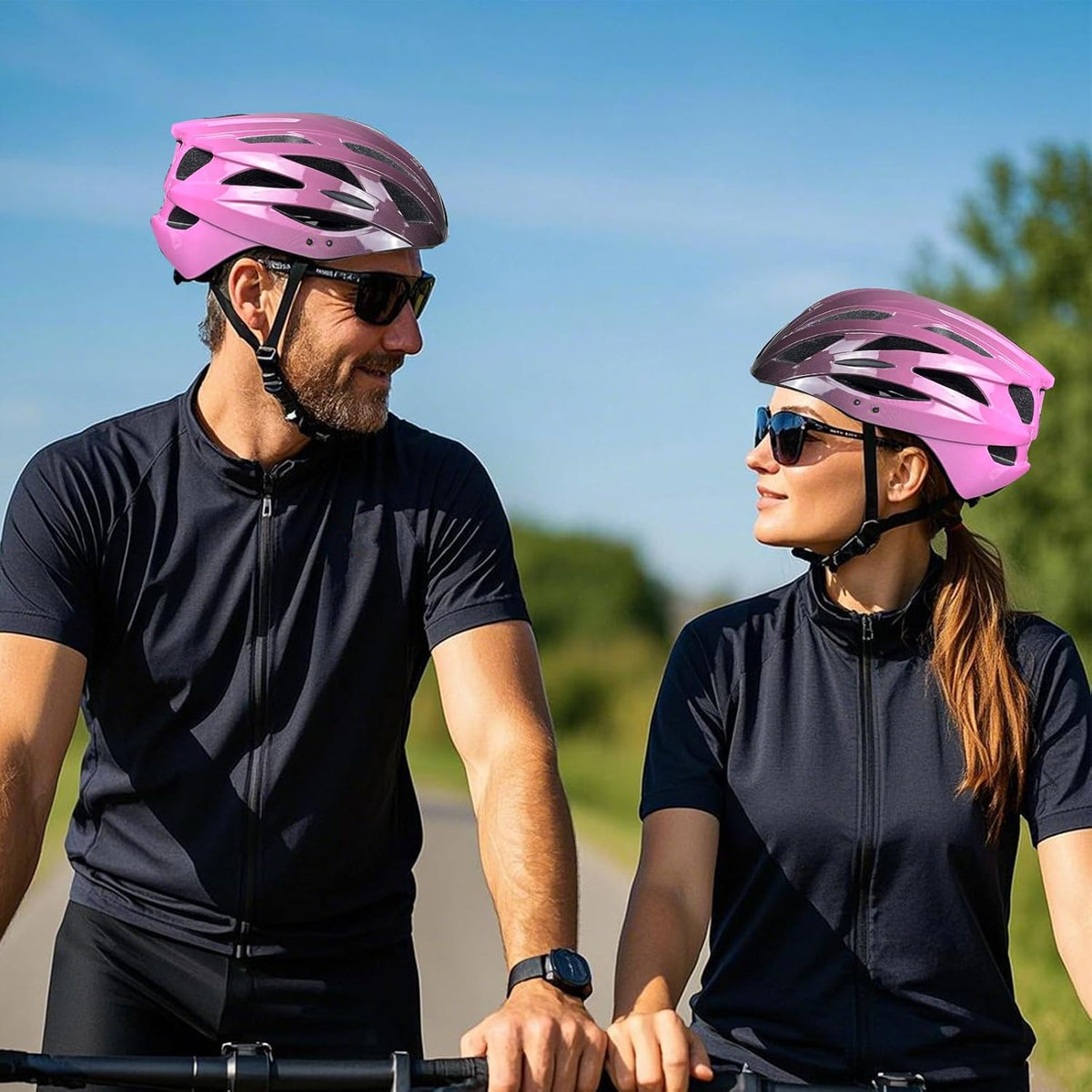 Road Bike Helmet Adult Men & Women, Adjustable Lightweight Design (22-24.5 Inches) - Vented, Removable Visor & Reflective White, for Day and Night Commuting & Sports | CPSC Certified