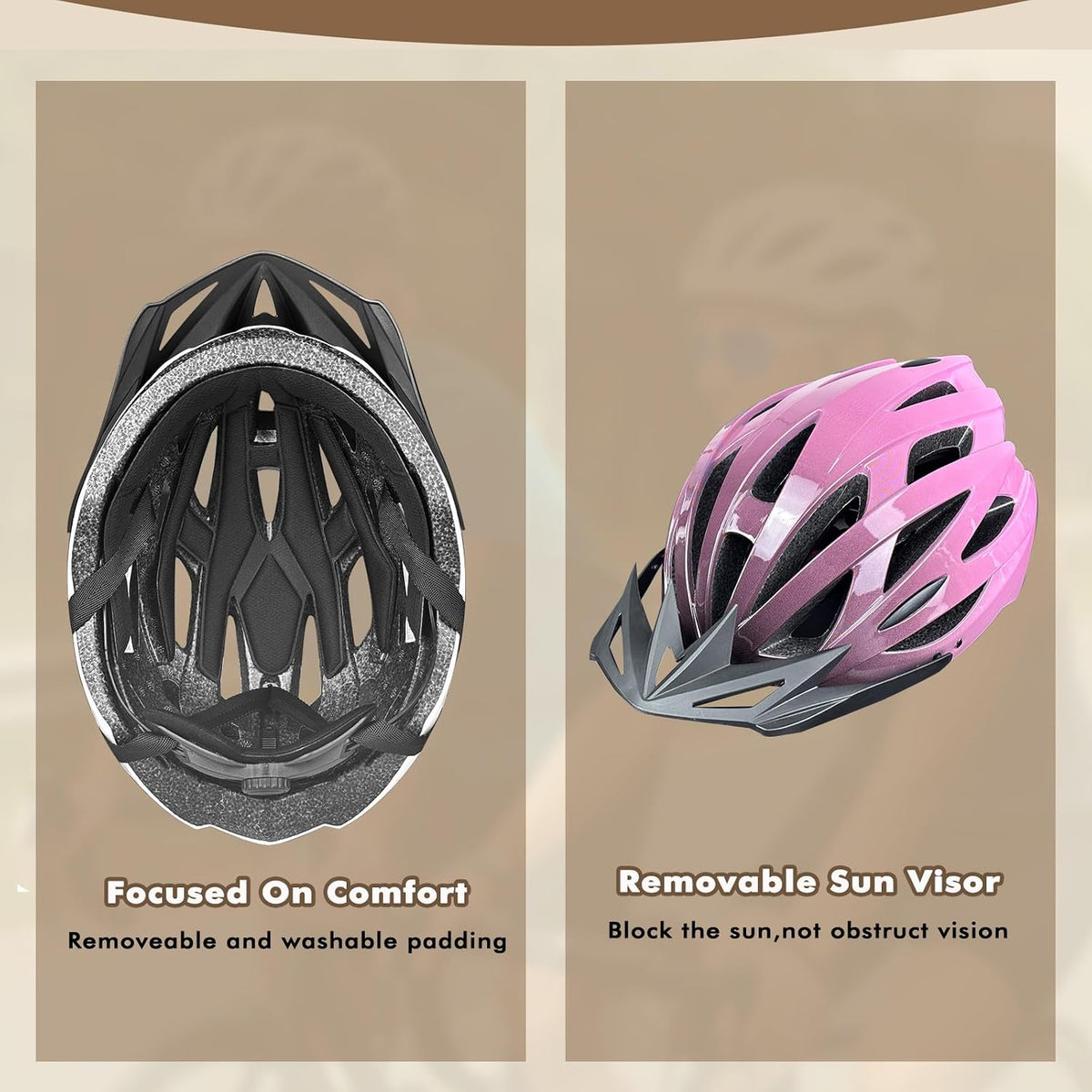Road Bike Helmet Adult Men & Women, Adjustable Lightweight Design (22-24.5 Inches) - Vented, Removable Visor & Reflective White, for Day and Night Commuting & Sports | CPSC Certified