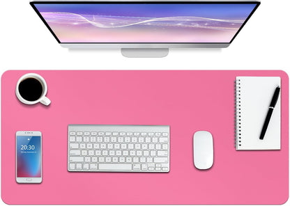 Leather Desk Pad Protector,Non-Slip Mouse Pad,Laptop Desk Pad,Office Mouse Mat,Waterproof Leather Desk Blotter,Desk Writing Pad for Office and Home (S-Rose Pink,24"x 14")