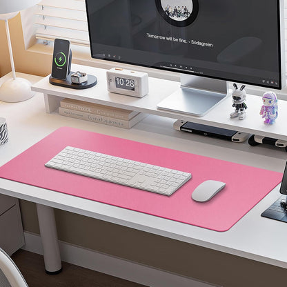 Leather Desk Pad Protector,Non-Slip Mouse Pad,Laptop Desk Pad,Office Mouse Mat,Waterproof Leather Desk Blotter,Desk Writing Pad for Office and Home (S-Rose Pink,24"x 14")