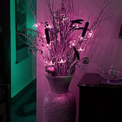 Pink Cherry Blossom Fairy Flower Lights, USB/Battery Operated Floral Lamp