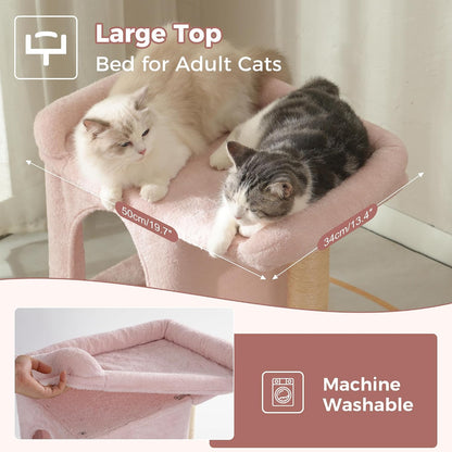 Cute Cat Tree 28” Pink Cat Tower with Top Large Bed 20x13”