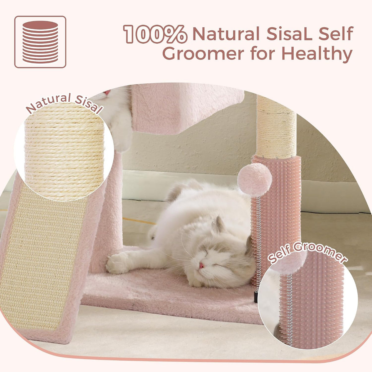 Cute Cat Tree 28” Pink Cat Tower with Top Large Bed 20x13”