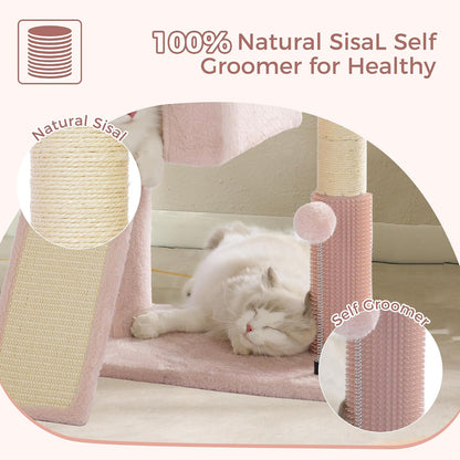 Cute Cat Tree 28” Pink Cat Tower with Top Large Bed 20x13”