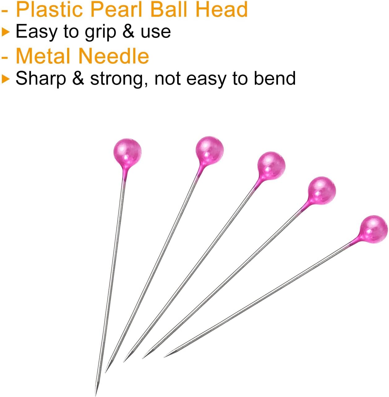 Pearlized Sewing Pins, 1 Set Stainless Steel Ball Head Needle Straight Quilting Pin for Dressmaker Decorations, Pink