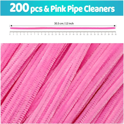 200pcs Pink Pipe Cleaners Bulk for Crafts