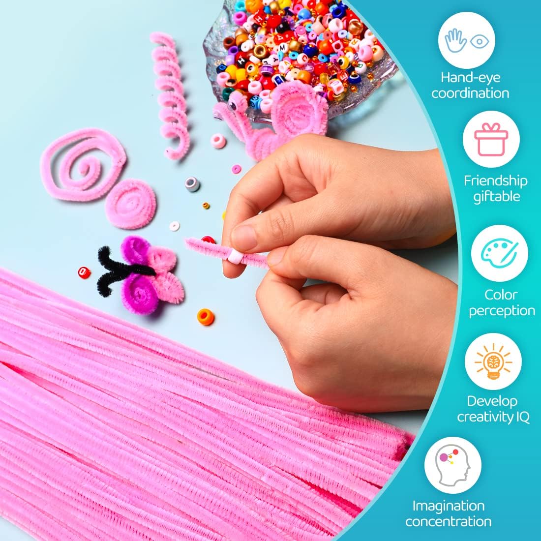 200pcs Pink Pipe Cleaners Bulk for Crafts