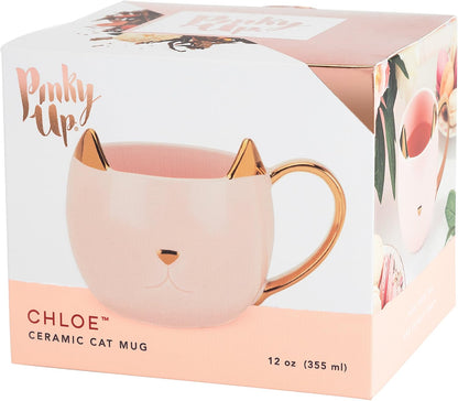 Chloe Cat Ceramic Coffee Mug, Tea Cups, Travel Mugs for Cappuccino, Latte, Hot Chocolate, Milk, Herbal Teas, 12 oz, Set of 1, Pink