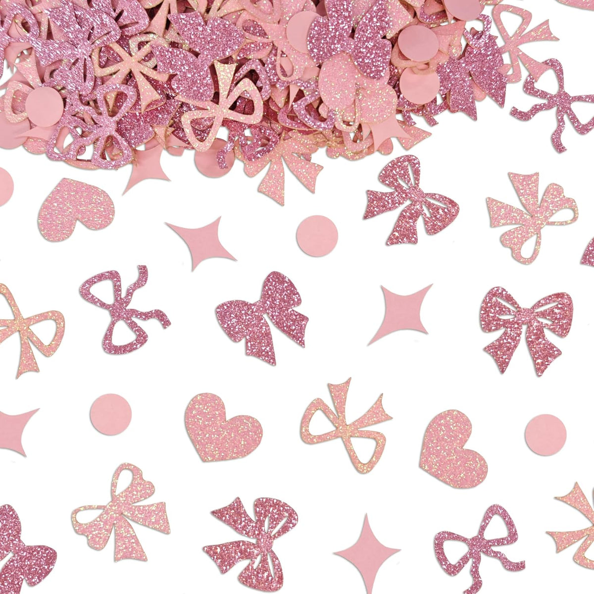 240 Pcs Pink Bow Confetti, Bow Theme Glitter Table Scatter (Pink)