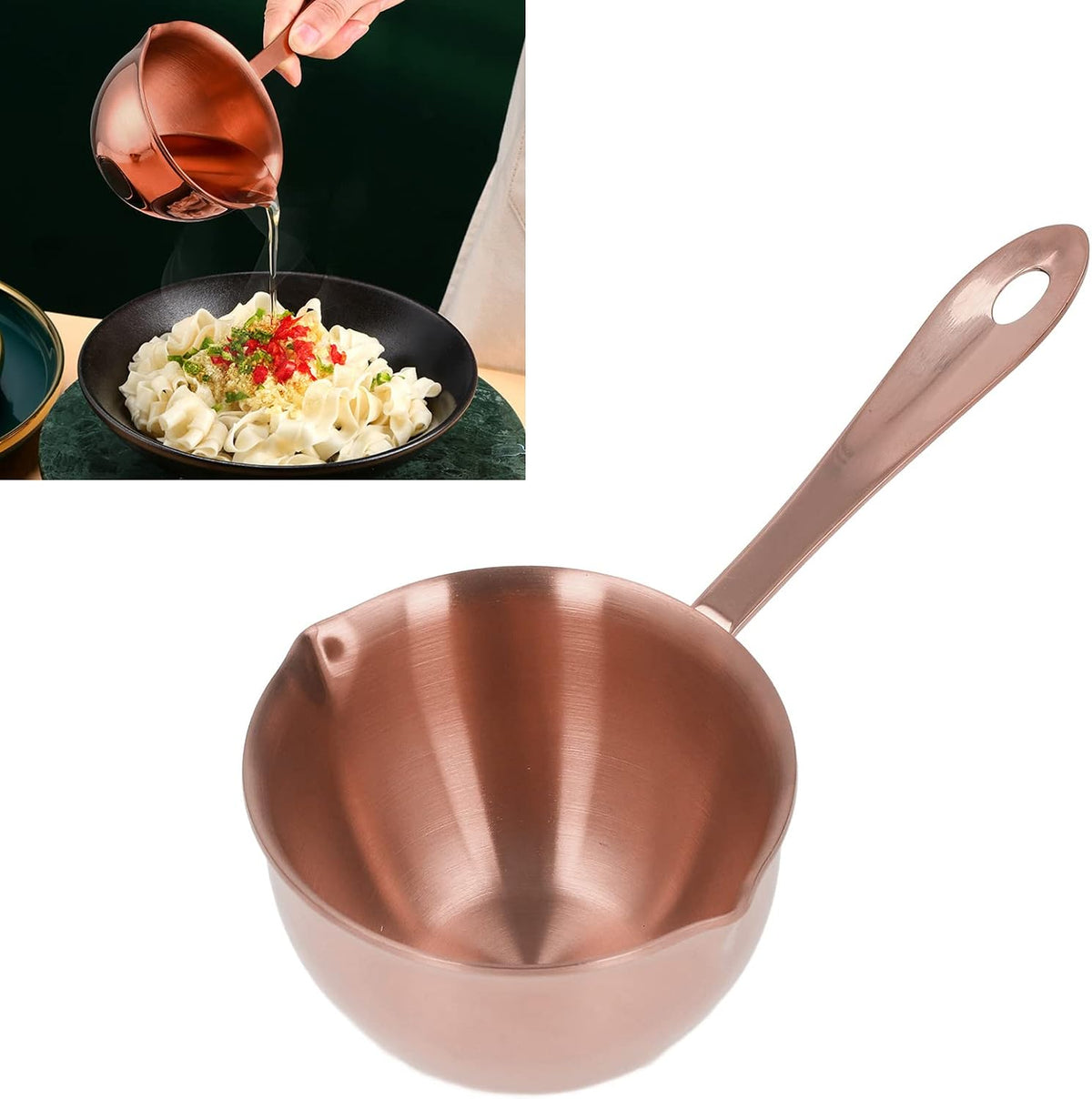 304 Stainless Steel Saucepan, Effective Home Cooking Pan for Hot Oil Spill Prevention for Chefs Stainless Steel (Rose Gold)