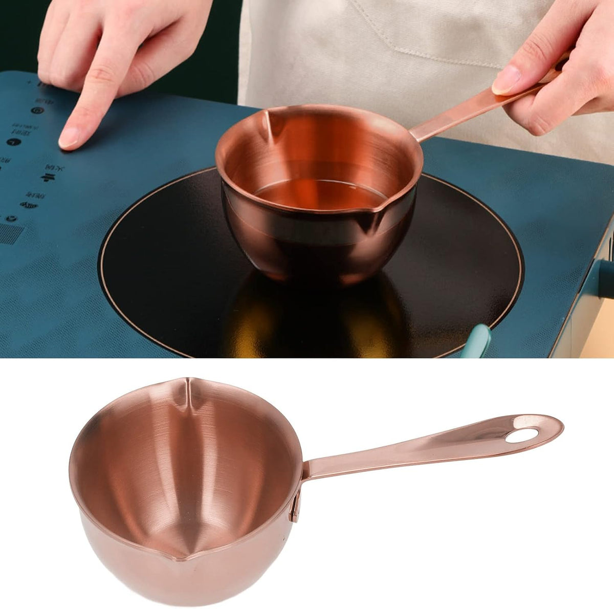 304 Stainless Steel Saucepan, Effective Home Cooking Pan for Hot Oil Spill Prevention for Chefs Stainless Steel (Rose Gold)