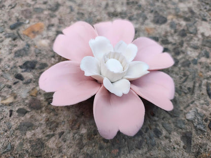 Peach Blossom, 3.55" Ceramic Flower Wall Art Décor, Artificial Flower Wall Sculpture，Handcrafted 3D Hanging Porcelain Flowers for Home，Hallway，Living Room (Pink)