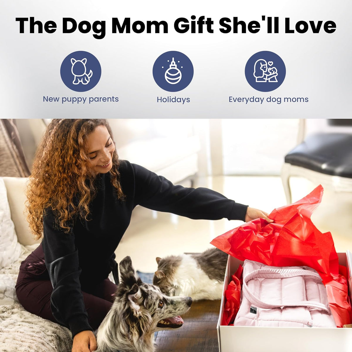 Puffer Dog Travel Bag for Dog Moms, Diaper Bag with Travel Bowls