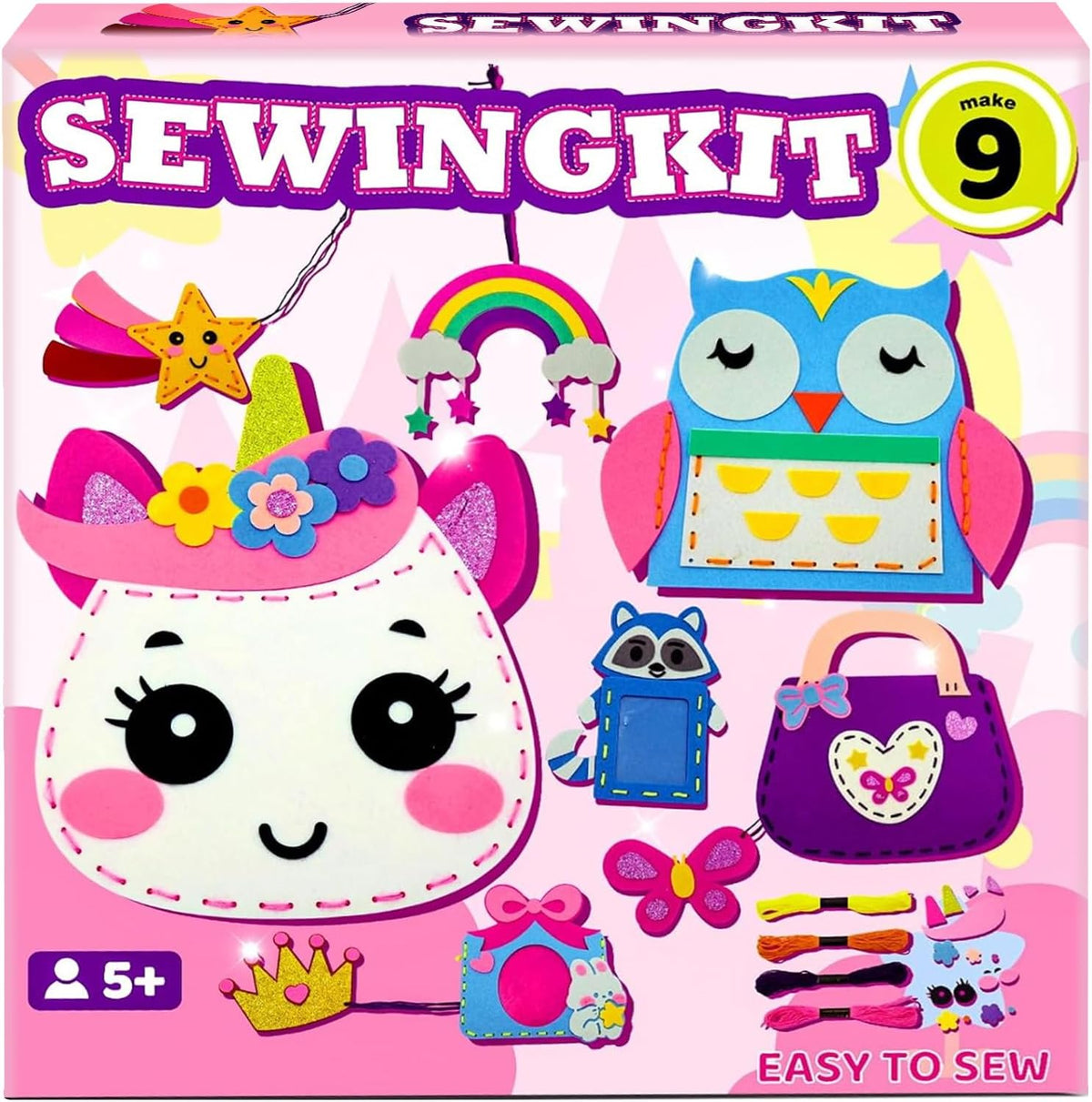 Unicorn Sewing Kit for Kids Ages 4-8| 9 Beginner Projects