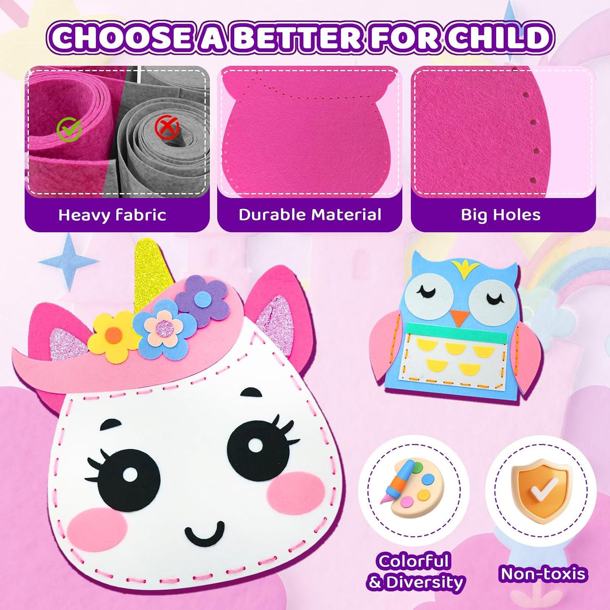 Unicorn Sewing Kit for Kids Ages 4-8| 9 Beginner Projects