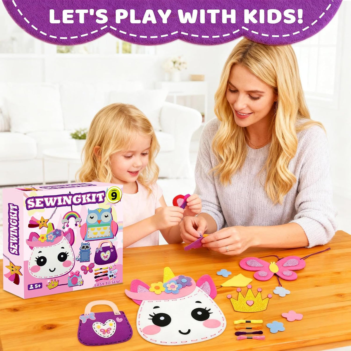 Unicorn Sewing Kit for Kids Ages 4-8| 9 Beginner Projects