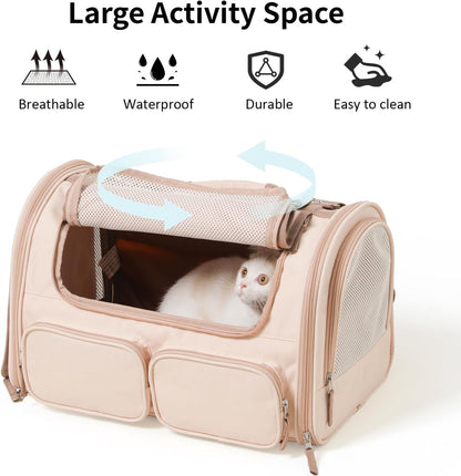 Cat Carrier, Airline Approved Dog Carrier with Rollable Cover