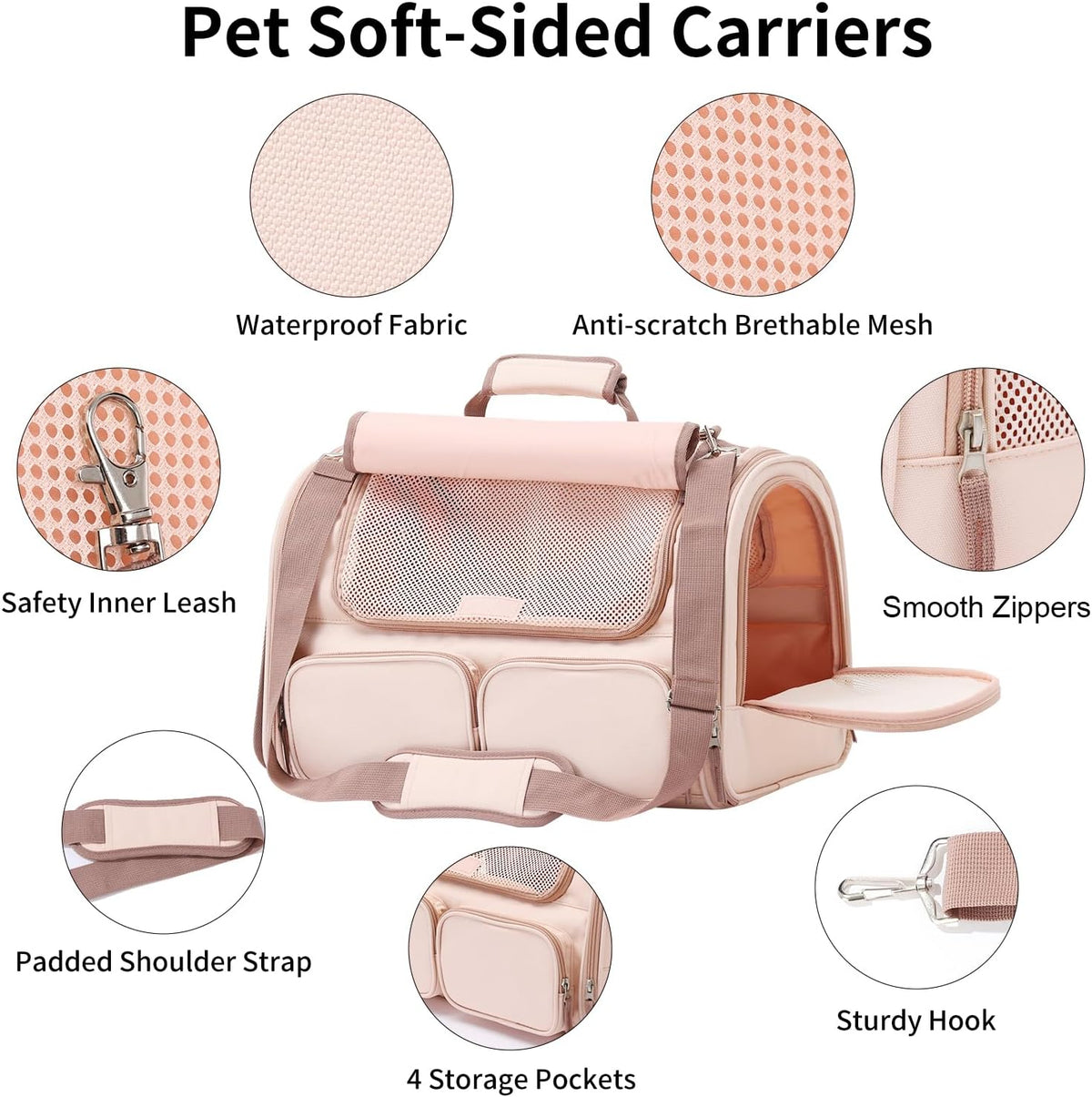 Cat Carrier, Airline Approved Dog Carrier with Rollable Cover