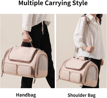 Cat Carrier, Airline Approved Dog Carrier with Rollable Cover