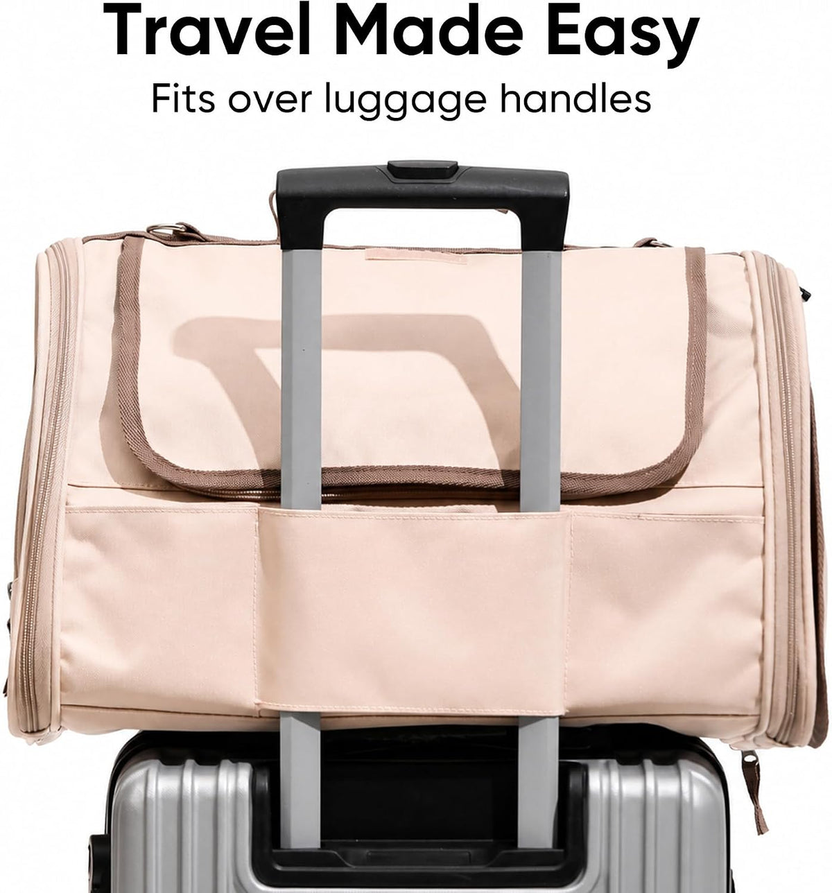 Cat Carrier, Airline Approved Dog Carrier with Rollable Cover