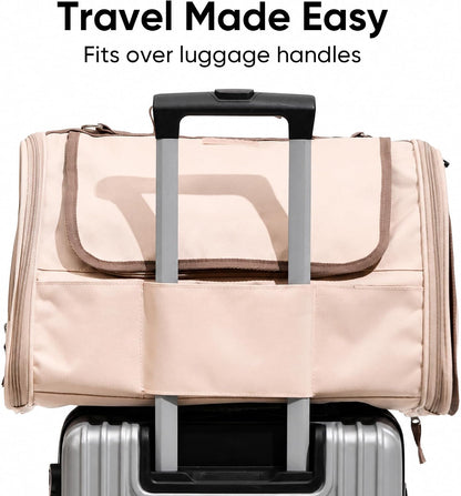 Cat Carrier, Airline Approved Dog Carrier with Rollable Cover