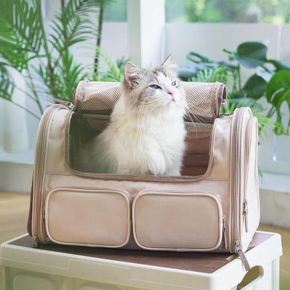 Cat Carrier, Airline Approved Dog Carrier with Rollable Cover