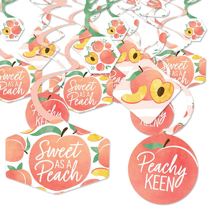 Sweet as a Peach - Fruit Themed Baby Shower or Birthday Party Hanging Decor - Party Decoration Swirls - Set of 40